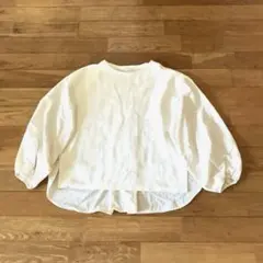 美品　グリーンレーベルリラクシング プルオーバーカットソー　白　異素材