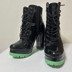 【SHEIN】　ハイヒールブーツ　ブラック　グリーン