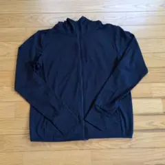 【美品】UNIQLOユニクロエアリズムUVカットメッシュパーカーネイビーLサイズ