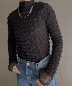 カットソー(長袖/七分) Ameri VINTAGE 2PIECES SHEER POPCORN TOP osharewalker（オシャレウォーカー） カットソー 七分袖 レディース