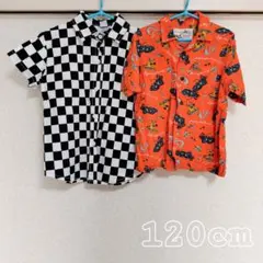 ダンス衣装　120　キッズ　シャツ　アロハシャツ　チェッカー　こども　服　セット