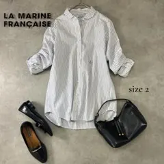 LA MARINE FRANCAISE イカリ刺繍ストライプシャツ 2 M相当のサムネイル
