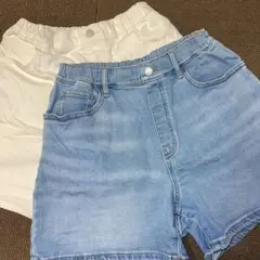 デニムショートパンツ2枚セット　160cm