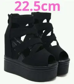 厚底サンダル レディース オープントゥ サンダル 黒 軽量 歩きやすい ブラック