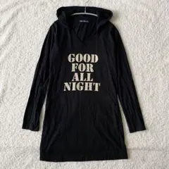 ヒステリックグラマー ワンピース 長袖 ロングカットソー フード 薄手 ブラック