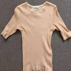 AURALEE リブニット 半袖 Tシャツ ベージュ