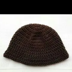 ブラウン ニット帽　クラッシャーハット　ビーニー　クロシェハット　バケットハット