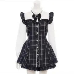 Secret Honey スタンド襟ビスチェセットアップ （チェッククロ）