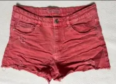 160cm ZARA Denim shorts ピンク ダメージ加工 半ズボン