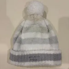 pique ボンボン付きニット帽 グレー/ホワイト