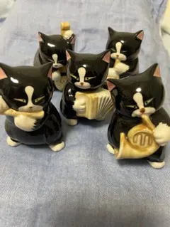 猫の楽団 陶器製置物 5体セット