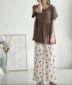 新品レーヨンブレンドペプラムパジャマセット