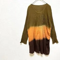 総柄カットソー 薄手 透け感 コットン100% 個性的 涼しげ 春夏秋