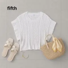 フィフス サマーニット 透かし編み 半袖 F 白 クロップド丈 レイヤード 夏のサムネイル
