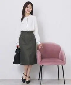 【新品・タグ付き】index ツイード調フロントジップタイトスカート　Lサイズ