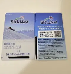 スキージャム勝山休日リフト券　2枚