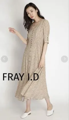 FRAY I.D IPEKERプリントシャーリングワンピース春夏総柄トレンド