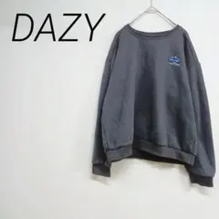 DAZY ブラッククルーネック トレーナー　L 伸縮性　裏起毛　☆2751