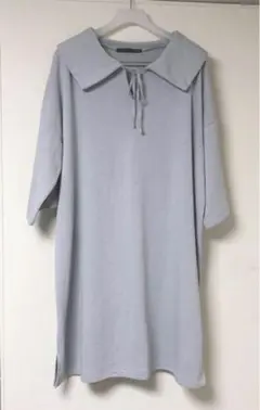 【未使用品】heather ワンピース　トップス　七分袖　水色　リボン