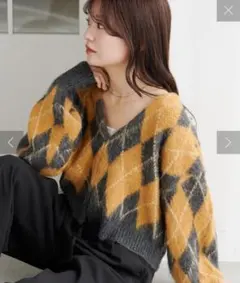 Kastane kastane アーガイルニットカーディガン