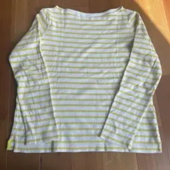 ユニクロ　UNIQLO 白と黄色のストライプ 長袖Tシャツ　M