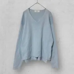 z1288【オペークドットクリップ】Vネックニット　セーター　長袖　スリット　綿