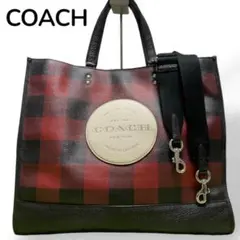 COACH コーチ　2wayショルダーバッグ トートバッグ プラッドプリント