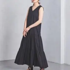 UNITED ARROWSコットン V ネックマキシワンピース38