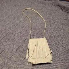 ホワイトレザー フリンジショルダーバッグ