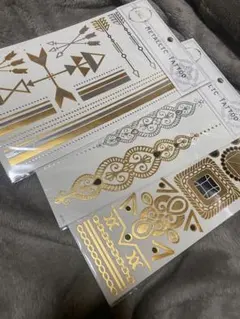 タトゥー シール 3種類 ゴールド シルバー