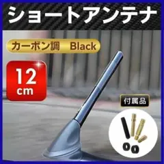 ショートアンテナ ルーフ 車 アルミ ブラック カーボン調 12cm交換 ラジオのサムネイル