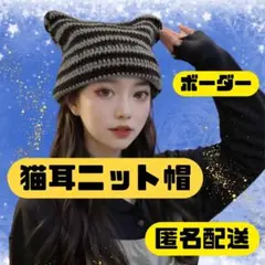 ☆【匿名配送】新品　ネコ耳　ニット帽　SNS 　大人気　韓国　ビーニー　フリー