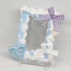 トレカケースデコホイップデコB8 y2k ガーリー 白水色 紫リボン 青