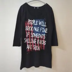 【即購入OK❗️】ハニーズ　Tシャツ　ロンT　七分袖　前後プリント　黒
