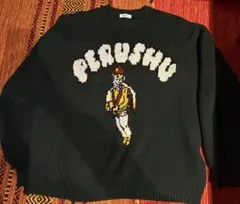 PERUSHU ダークグリーン ニットセーター
