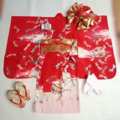 【1/26までのお値段】七五三　三歳　着物・結び帯・小物セット　(35)