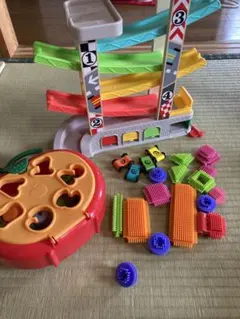 知育玩具セット 車の滑り台と形合わせ