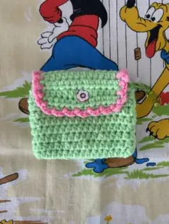 ハンドメイド　カードケース　ネオングリーン×ネオンピンク　小物入れ　ポーチ