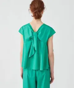 TOMORROWLAND ドッピオタイプライター バックリボンブラウス　グリーン