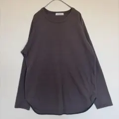 グリーンレーベル ロンT 丸首L 茶 ワッフルカットソー　チャコールグレーのサムネイル
