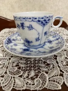 ロイヤルコペンハーゲン ブルー フルーテッド ハーフレース コーヒーC ＆S
