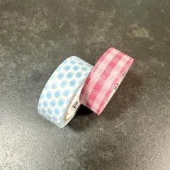マスキングテープ 水色ドット＆ピンクストライプ 2色セット