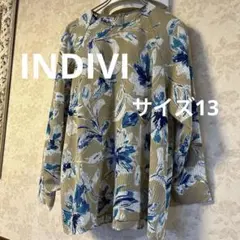 美品　大きいサイズ13 インディヴィ　花柄ふんわりＡラインチュニック　日本製のサムネイル