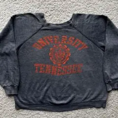 【60s】 ブラック ラグランスリーブ スウェット ビッグサイズ フェード