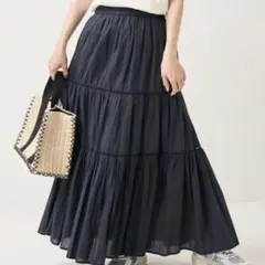 新品　FREAK'S STORE インドティアードマキシスカート　ブラック