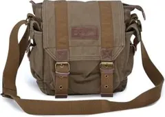 ショルダーバッグ　オリーブブラウン　帆布メッセンジャーバッグ キャンバス