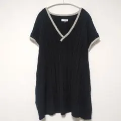 【極美品】a.v.v アーヴェヴェ ケーブルニットベスト 黒 XL 大きいサイズのサムネイル