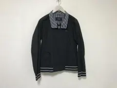 本物バーバリーBURBURRYチェック柄スウィングトップリブジャケットメンズ紺M