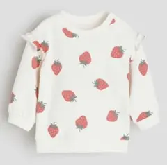 新品未使用＊いちご柄ベビー服コットン100%スウェットシャツ75cm裏起毛なし