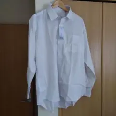 ホワイト ストライプ 長袖ワイシャツ